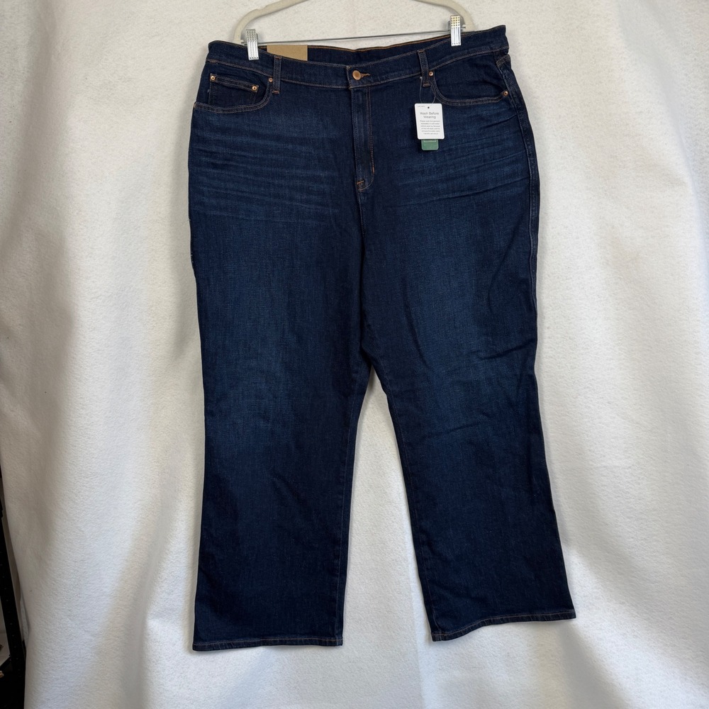 New L.L. Bean Everyday Jeans Womens 24W Plus High Rise Wide Leg Indigo Ink Blue - Picture 2 of 12